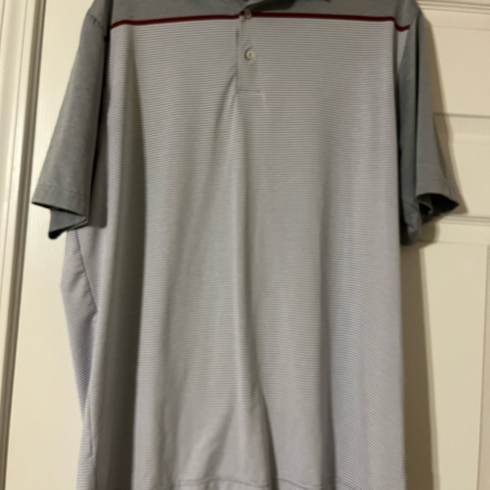 Gray Polo Shirt with Textured Fabric and Relaxed Fit